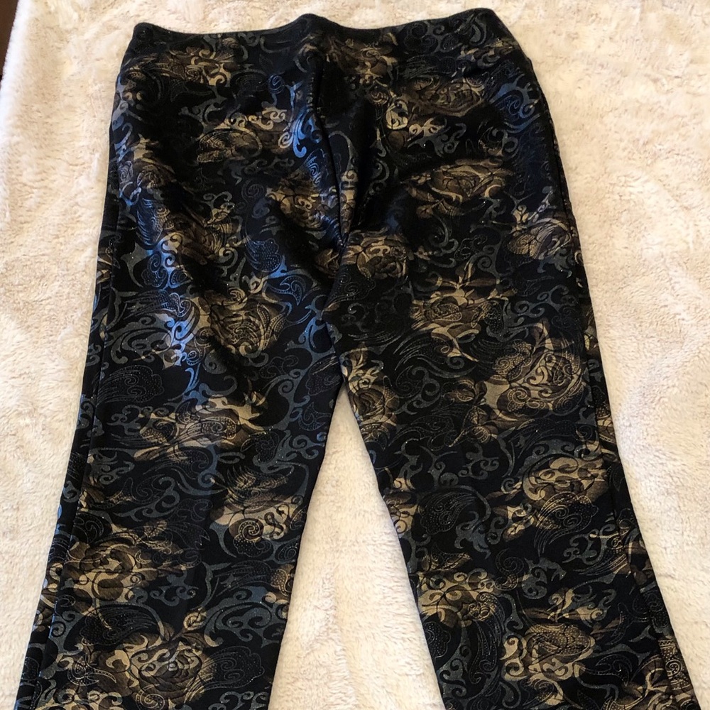 Insight Pattern Flat Front Shimmer Pants, Size 8 - image 5